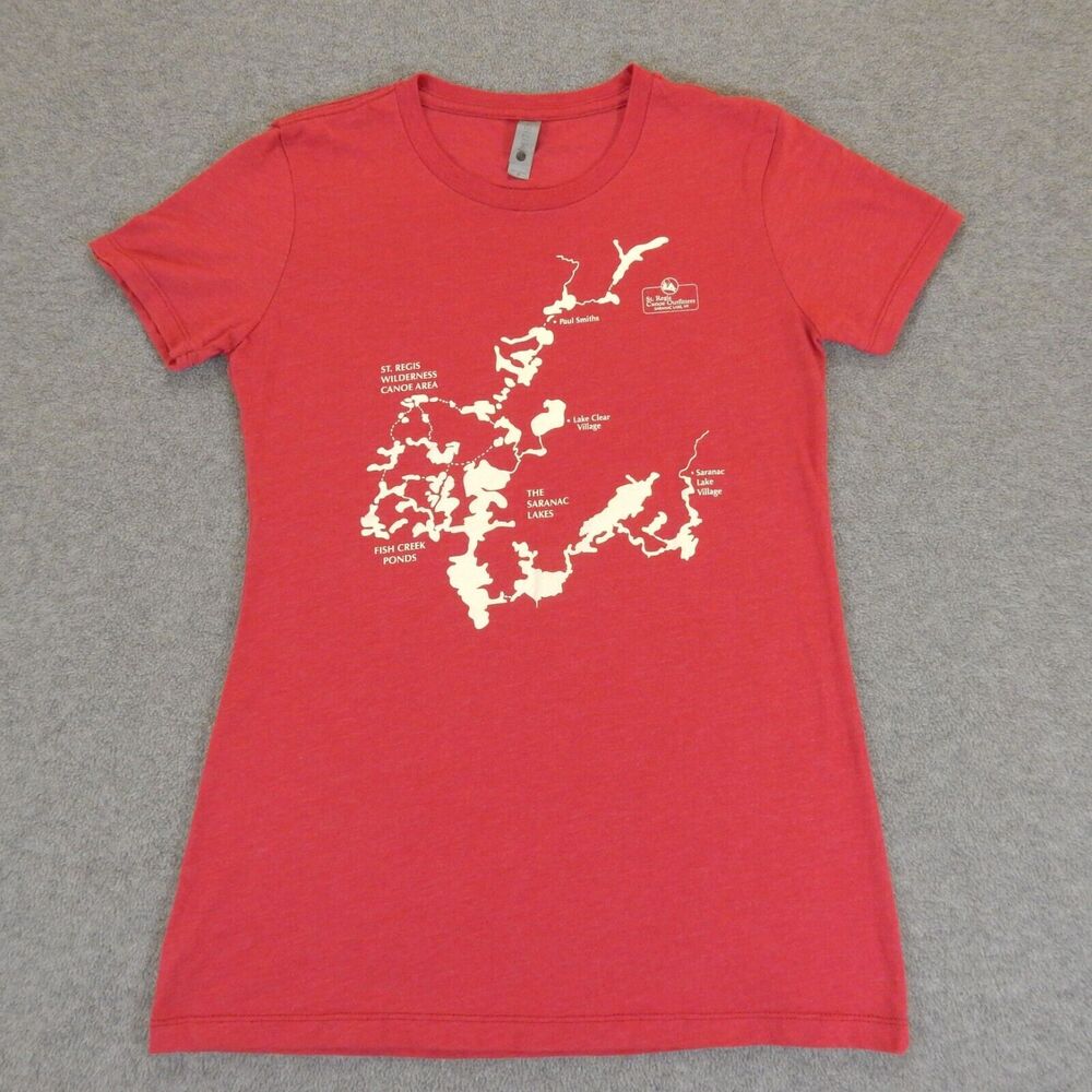 St Regis Canoe Womens Shirt Medium Red Adirondack Park New York Paddle NY Lake
